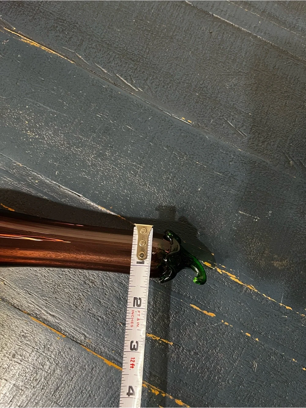 Artisan Glass Chili Accent Vase in Brown with Green Stem